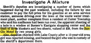 Sun-Glo Motel - 1975 Blanket Theft (newer photo)